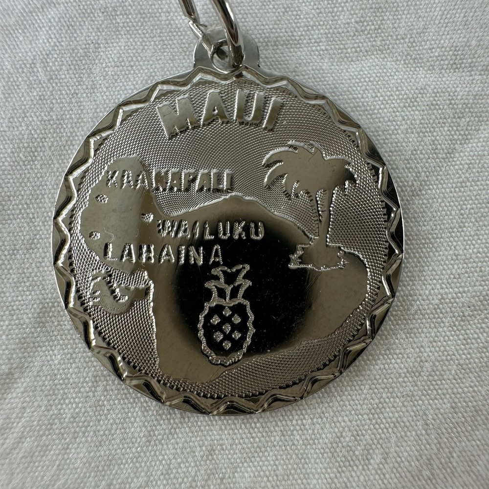 Vintage Sterling Silver Crea Hawaii Maui Charm Pendant Pineapple Palm Tree Map